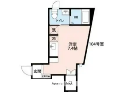 フェリオ小田急相模原(ワンルーム/1階)の間取り写真