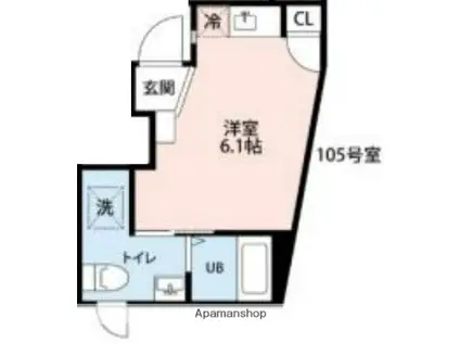 フェリオ小田急相模原(ワンルーム/1階)の間取り写真