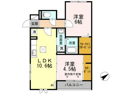 エスポワール三番館(2LDK/1階)の間取り写真