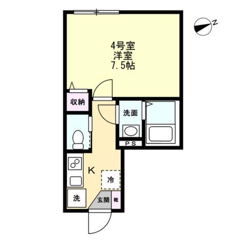 六浦5丁目Ⅱアパート(1K/1階)の間取り写真