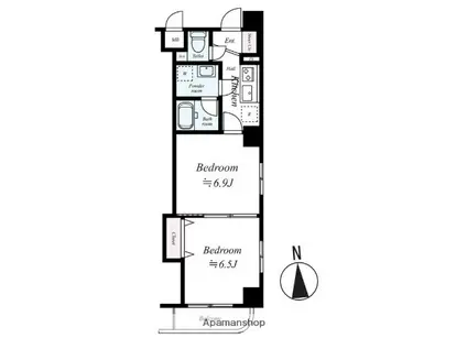 グリフィン横浜・デュオ(2K/7階)の間取り写真