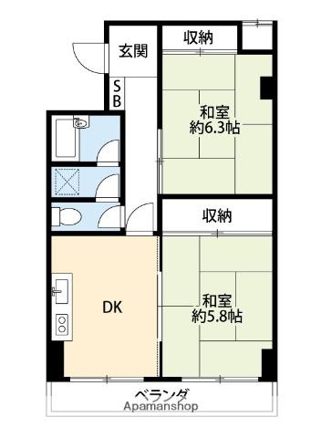 ルーエ大和田(2DK/2階)の間取り写真