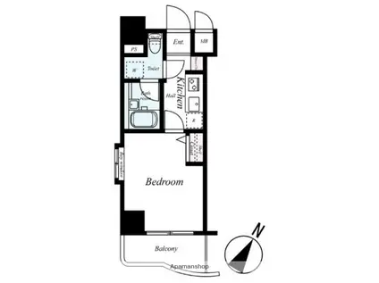 グリフィン横浜・ベイグランデ壱番館(1K/2階)の間取り写真