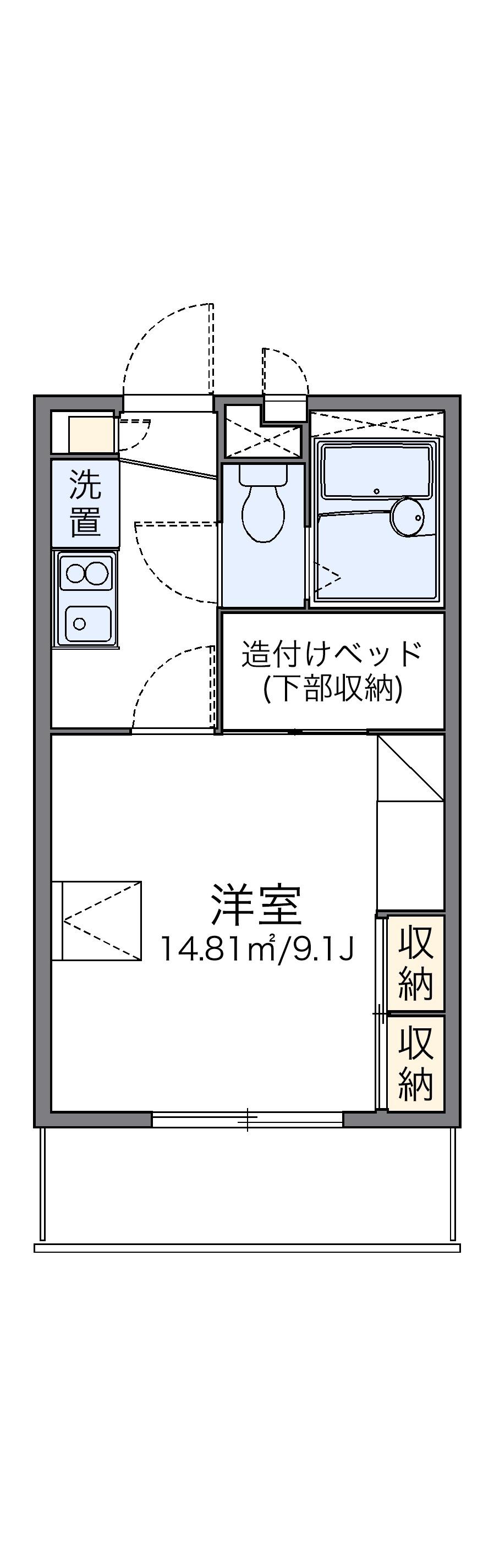 レオパレスセント・ヴィラージュ(1K/2階)の間取り写真