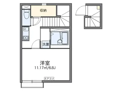 レオネクストディアコート三輪(1K/2階)の間取り写真