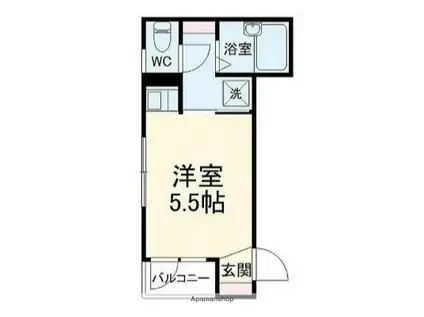 ソリッド東白楽(ワンルーム/1階)の間取り写真