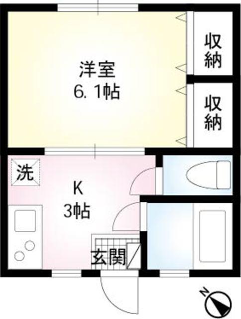 久保ハイツ PⅡ(1K/1階)の間取り写真