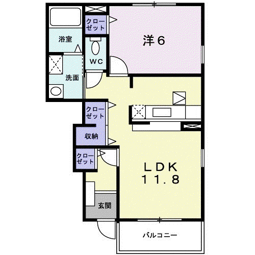 ガーデニア五番館(1LDK/1階)の間取り写真