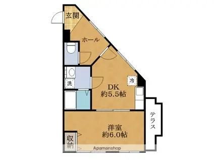 メゾン平間Ⅰ(1DK/2階)の間取り写真