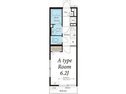 リブリ・パルク朝日町(1K/2階)の間取り写真