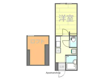 アンソレイユ上大岡(ワンルーム/1階)の間取り写真