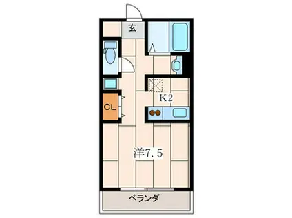 ビラ堀ノ内(1K/1階)の間取り写真