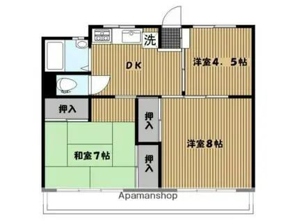 三殿台マンション(3DK/1階)の間取り写真