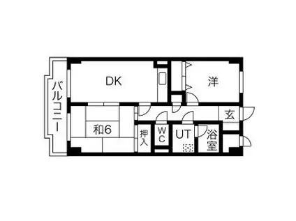 アブニール根岸(2DK/3階)の間取り写真