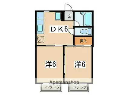 グレートヒルツ(2DK/1階)の間取り写真