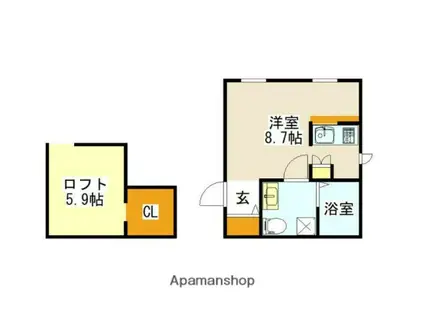 プリマガーデン穂の香壱番館(ワンルーム/2階)の間取り写真