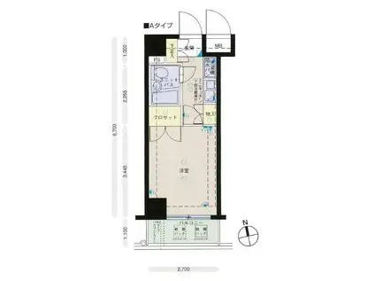 メインステージ大森海岸(1K/5階)の間取り写真