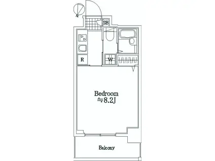 エルミタージュ横濱阪東橋(1K/2階)の間取り写真