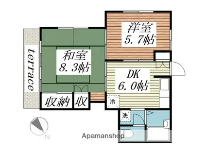 グリーンテラス(2DK/1階)の間取り写真