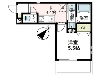 HOKULEA(1K/2階)の間取り写真