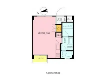 ヴィラさくら(ワンルーム/1階)の間取り写真