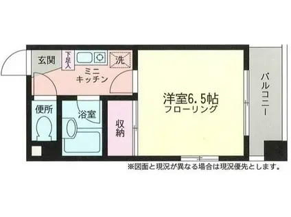 ラルーン茅ヶ崎(1K/4階)の間取り写真