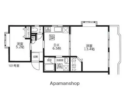 クレセール湘南(2DK/1階)の間取り写真