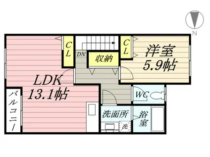ポモドーロ(1LDK/2階)の間取り写真