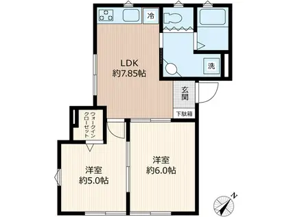 ミストラル志季(2LDK/2階)の間取り写真