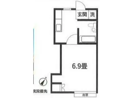 ハウスサン&サン(ワンルーム/1階)の間取り写真