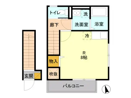 セトルフラット仲手原(ワンルーム/2階)の間取り写真