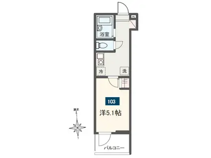 MELDIA清新4丁目(1K/1階)の間取り写真