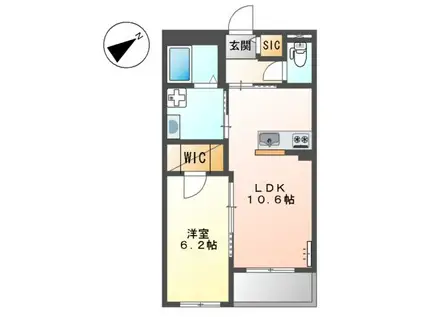 N S ARK(1LDK/3階)の間取り写真