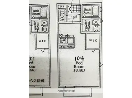 カーサライズ(ワンルーム/1階)の間取り写真