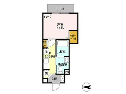 かのえハイム(1K/1階)の間取り写真