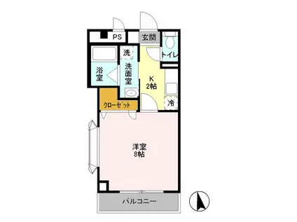 シャルマン五番館(1K/1階)の間取り写真