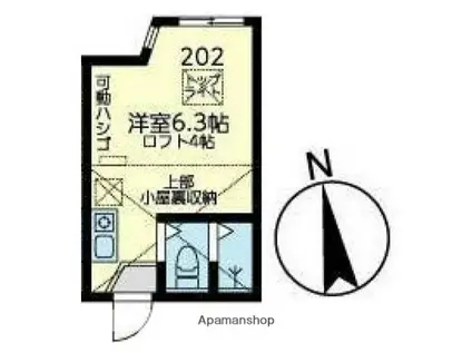 ユナイト白楽アンシャンテ(ワンルーム/2階)の間取り写真