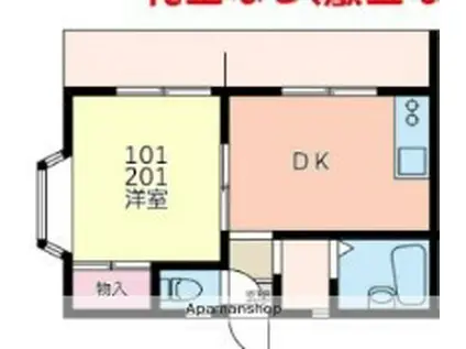 レオパレス衣笠第16(1DK/2階)の間取り写真