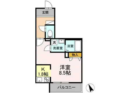 レ・パステック湘南平塚(1K/1階)の間取り写真