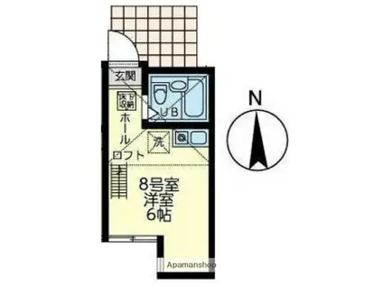 ユナイト小机グレートギャッピー(ワンルーム/2階)の間取り写真