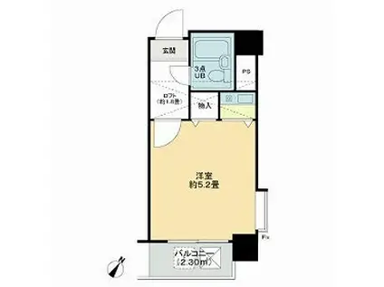 川崎ダイカンプラザCITYⅡ(ワンルーム/8階)の間取り写真