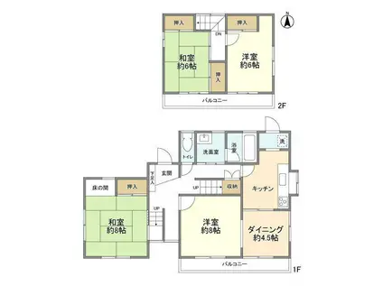 横須賀線 東戸塚駅 バス乗車時間:11分 上柏尾第二公園入口バス停で下車 徒歩2分 2階建 築53年(4DK)の間取り写真