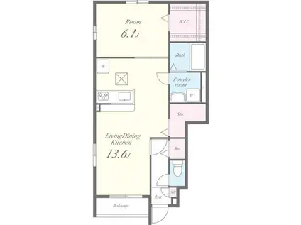カーサイデアル(1LDK/1階)の間取り写真