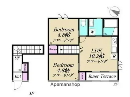ヒルズアイメゾン(2LDK/2階)の間取り写真