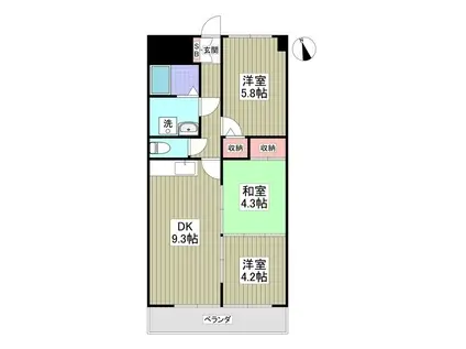 プリンスマンション(3DK/2階)の間取り写真