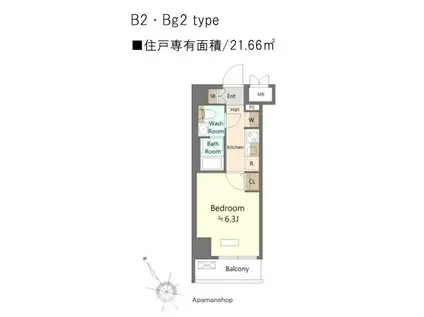 SHOKEN RESIDENCE横浜鶴見V(1K/2階)の間取り写真