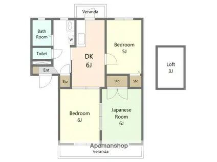 クレールメゾン(3DK/2階)の間取り写真