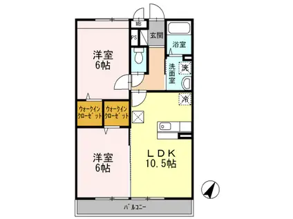 ラマージュII(2LDK/1階)の間取り写真