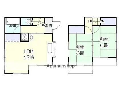 神奈川県平塚市 2階建 築44年(2LDK)の間取り写真