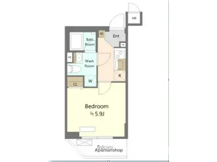 SHOKEN RESIDENCE横浜大口Ⅲ(1K/2階)の間取り写真